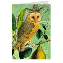 Botanical Owl with Crown Card ~ England